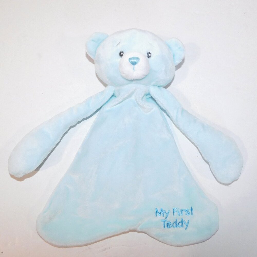 Ganz Baby My First Teddy Blue Bear Plush Security Blanket Pacifier Cozy Holder